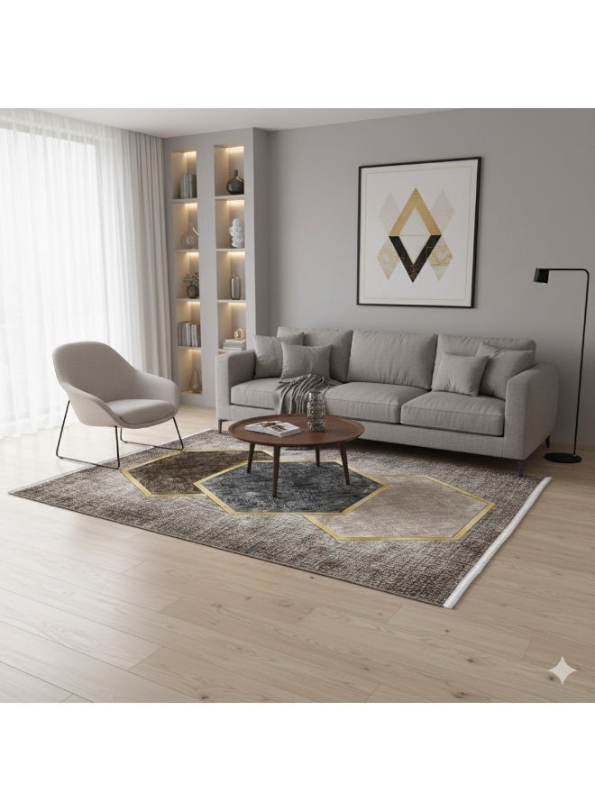 Modern 3D Printed Carpet Alternative - 160x230 cm - Non-Slip Dotted Backing - Machine Washable - Image 1